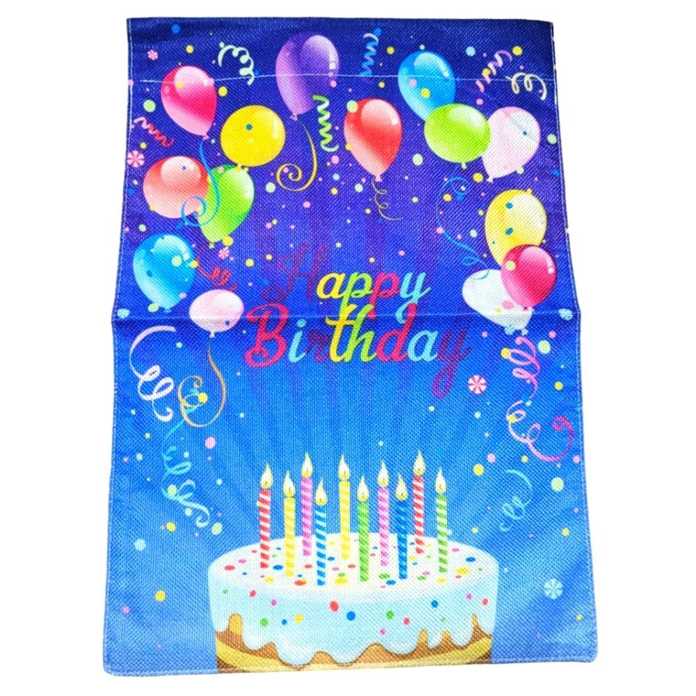 Happy Birthday Garden Flag with Cake and Balloons 🎈